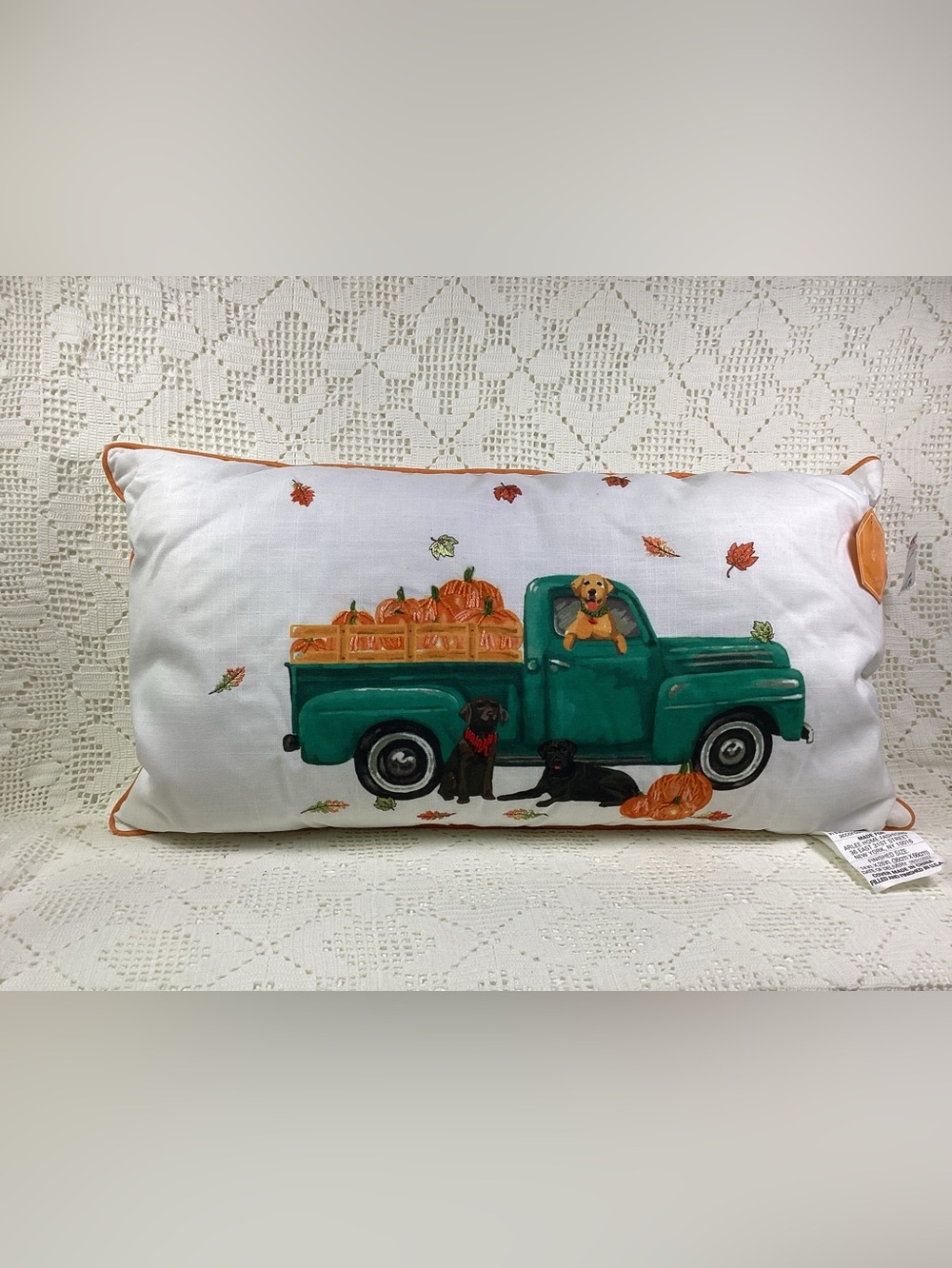 Arlee Green Vintage Truck Pumpkin Pillow - Holiday Home Accent